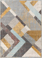 Jacey Geometric Distressed Grey Sotf Area Rug