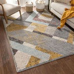 Jacey Geometric Distressed Grey Sotf Area Rug
