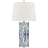 Mendes Modern Blue Glass Table Lamp with Night Light