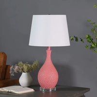 28" Pink Hammered Urn Table Lamp With White Tapered Drum Shade - 15 x 15 x 28