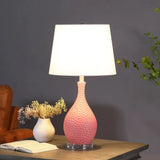 28" Pink Hammered Urn Table Lamp With White Tapered Drum Shade - 15 x 15 x 28