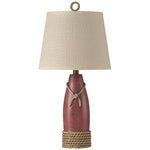 Table Lamp - Nantucket Red Finish - Cream Hardback Canvas Shade