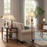 Traditional Font Table and Floor Lamps Set of 4