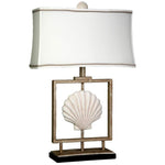 Table Lamp - Sand Stone Finish - White Fabric Shade