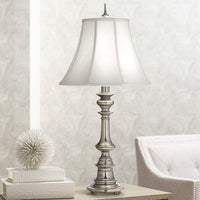Silk Shantung And Antique Nickel Table Lamp