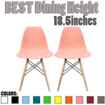 Set of 2, Pink Plastic Eiffel chairs Solid Wood Legs Dining