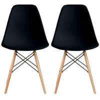 Set of 2 Designer Plastic Eiffel Wood Chair Bedroom Kitchen Desk Living Room Dining