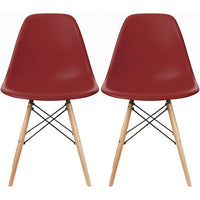 Set of 2 Designer Plastic Eiffel Wood Chair Bedroom Kitchen Desk Living Room Dining