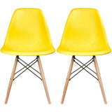 Set of 2 Designer Plastic Eiffel Wood Chair Bedroom Kitchen Desk Living Room Dining