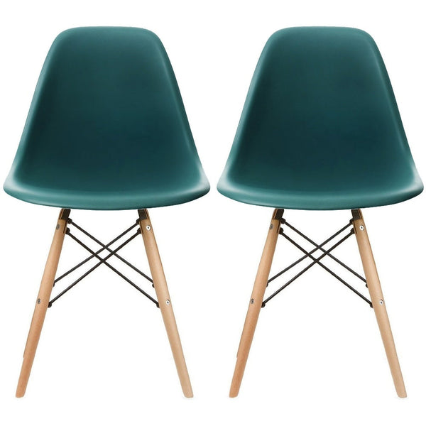 Set of 2 Designer Plastic Eiffel Wood Chair Bedroom Kitchen Desk Living Room Dining