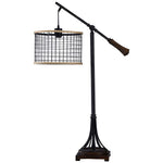 Textured Bronze Armed Table Lamp - Bronze and Black Body - Bronze Shade