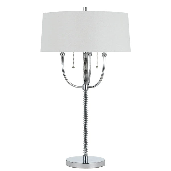 31 Inch Corkscrew Industrial Metal Table Lamp, Chrome Silver