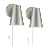 Koby Brushed Nickel Plug-In Wall Lamps Set of 2