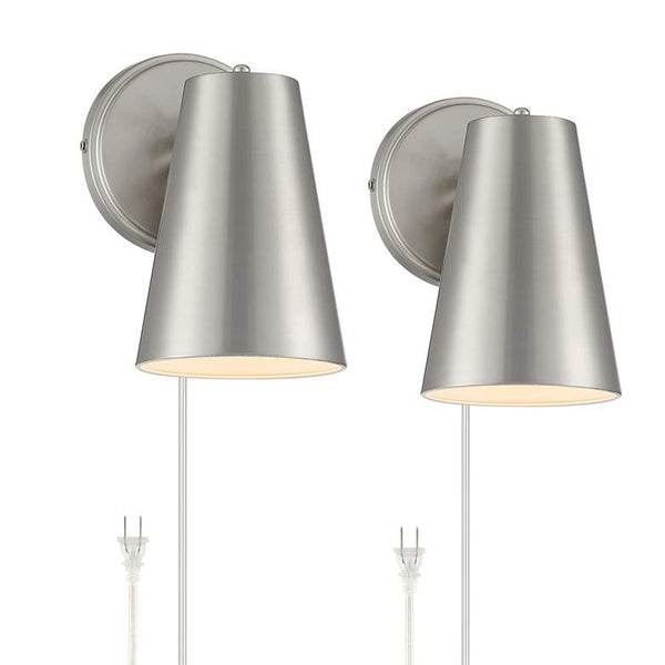 Koby Brushed Nickel Plug-In Wall Lamps Set of 2