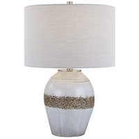 Poul White and Brown Ceramic Table Lamp