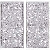 White Botanical Carved Wood Wall Art Set of 2