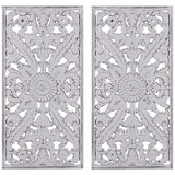 White Botanical Carved Wood Wall Art Set of 2