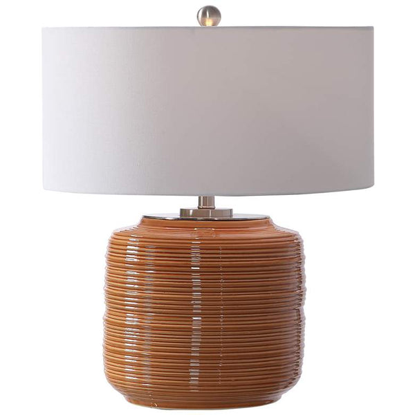 Solene Bright Orange Ceramic Table Lamp