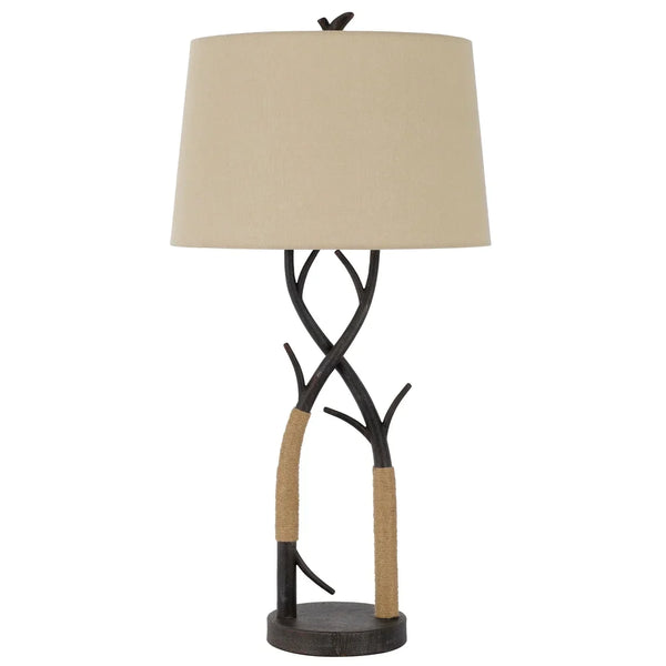 32 Inch Metal Tree Branch Base Table Lamp, Dimmer, Black