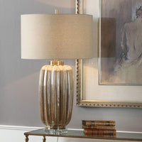 Gistova Ivory and Rust Brown Ceramic Table Lamp