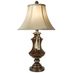 Winthrop Brown With Gold Highlight Table Lamp with Beige Softback Fabric