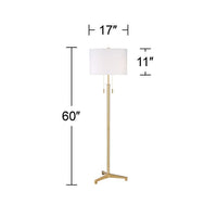 Possini Euro Encino Antique Brass Modern Tripod Floor Lamp