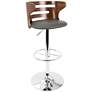 Cosi Gray Faux Leather Walnut Adjustable Swivel Barstool