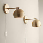 Selena Brass Sphere Shade Plug-In LED Wall Lamps Set of 2