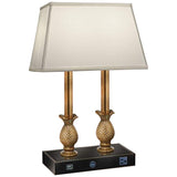 Steven Brass and Black Desk Lamp w/ USB Port and Outlet