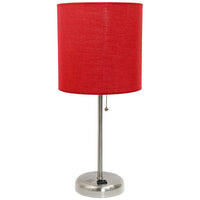 Ben Brushed Steel 19 1/2"H Accent Table Lamp w/ Red Shade