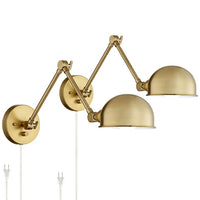 Somers Antique Brass Adjustable Plug-In LED Wall Lamps Set of 2