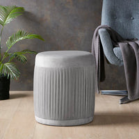 Christel Light Gray Velvet Fabric Accent Ottoman