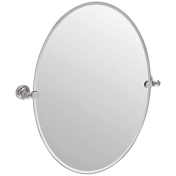 Gatco Tavern Satin Nickel 24" x 26 1/2" Oval Wall Mirror