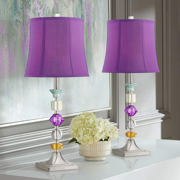 Bijoux Modern Purple Table Lamps Set of 2