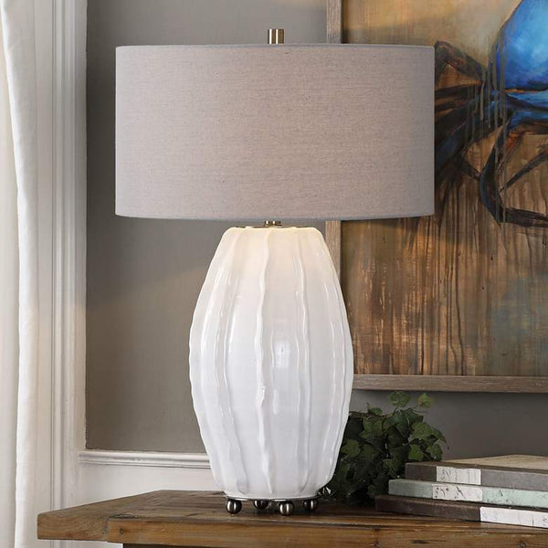 Marazion Gloss White Organic Ceramic Table Lamp