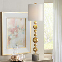 Selim Metallic Gold Leaf Stacked Spheres Buffet Table Lamp