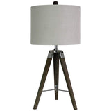 Manda Weathered Gray and Polished Nickel Tripod Table Lamp