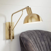 Possini Euro Bellini Warm Gold Swing Arm Plug-In Wall Lamp