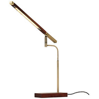 Barrett Walnut and Brass Modern LED Desk Lamp with USB Port