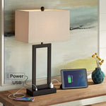 Todd Bronze Metal Table Lamp with USB Port and Outlet