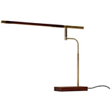 Barrett Walnut and Brass Modern LED Desk Lamp with USB Port