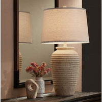 Austin Sand Ridged Southwest Rustic Jug Table Lamp With USB Dimmer