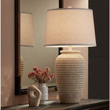 Austin Sand Ridged Southwest Rustic Jug Table Lamp With USB Dimmer