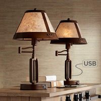 Samuel Mica Shade Swing Arm USB Desk Lamps - Set of 2