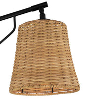 Matteo Black Finish Rattan Shade Plug-In Wall Lamp