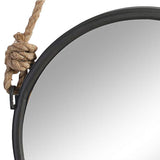 Cleverland Gray 19 1/2" Round Wall Mirror with Rope Strap