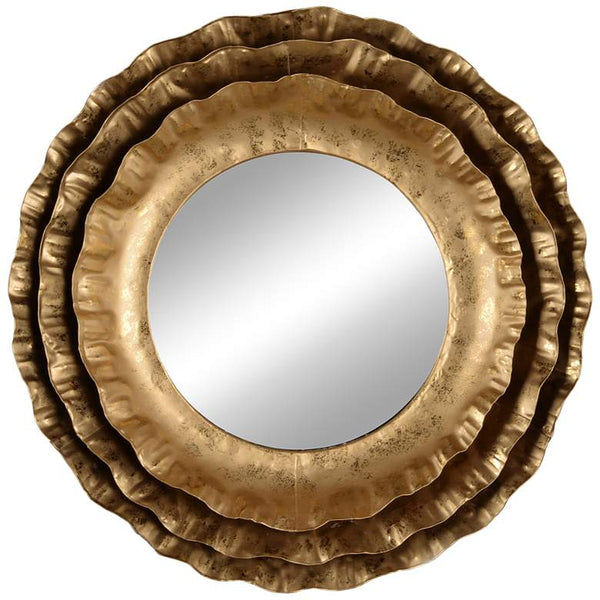 Ashlyn Warm Gold Metal 16" Round Wall Mirror