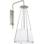 Modern 32" High Brushed Nickel and Linen Shade Plug-In Wall Sconce