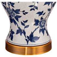 Rose Vine Blue and White Temple Jar Table Lamp