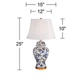 Rose Vine Blue and White Temple Jar Table Lamp